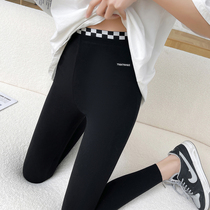 Black beat bottom pants female outside wearing spring and autumn thin section thread pure cotton 90% tight fit pants high waist elastic display slim fit slim fit