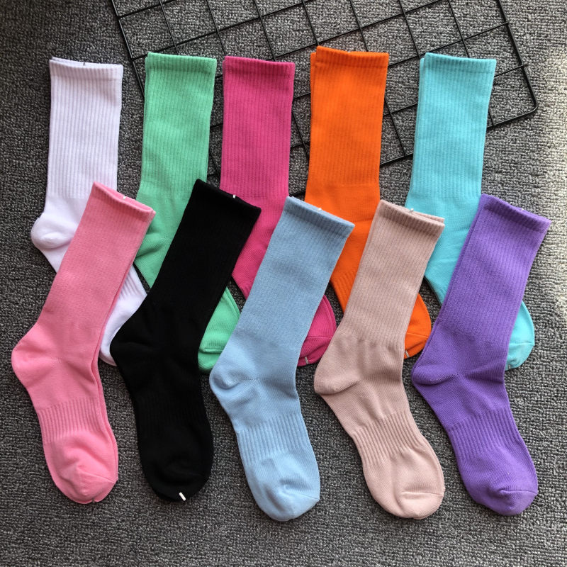 5 Pairs of Men's and Women's Mid-Calf Socks for All Seasons, High-Top Socks, Pure Cotton, Korean Style, Plain Stripes, Street Style Fashion
