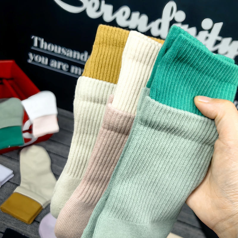 4 Pairs of Hook-Patterned Double-Layered Fake Two-Pair Cotton Socks for Men and Women, Suitable for All Seasons, Mid-Calf, Towel Bottom, Yoga, Two-Tone Sports Socks 4 Pairs of Hook-Patterned Double-Layered Fake Two-Pair Cotton Socks for Men and Women, Suitable for All Seasons, Mid-Calf, Towel Bottom, Yoga, Two-Tone Sports Socks