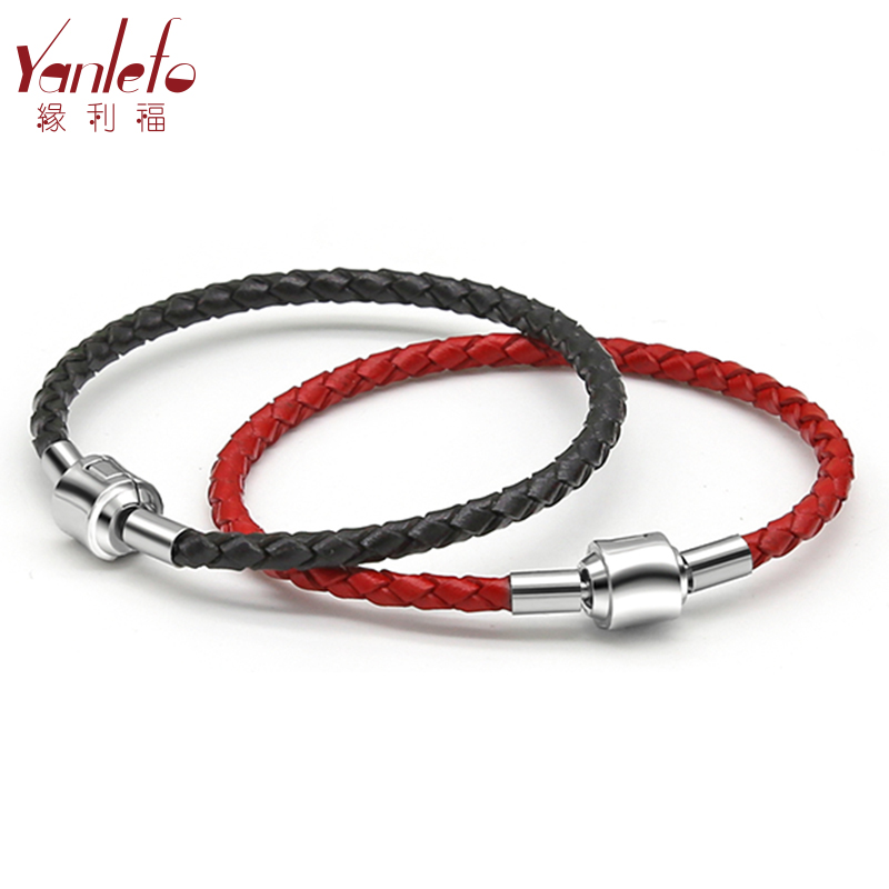 Edge Lifu Handmade Rope Red Black Leather Rope Couple Transit Beads Weave Handmade Minimalist Hand Rope Hard Gold Strings of beads