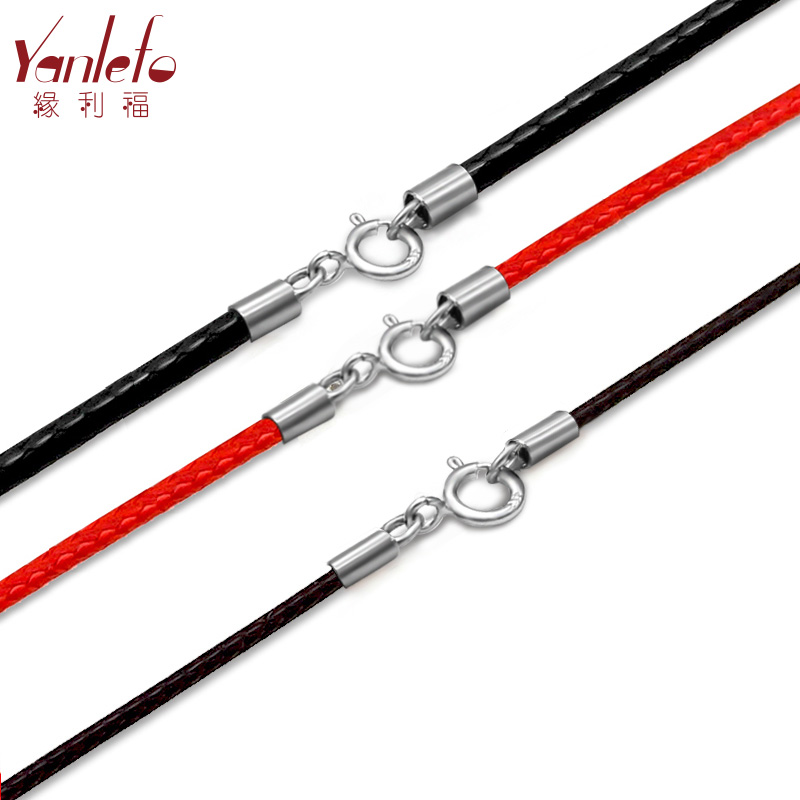 Edge Lifu Necklace Rope Red Black Wax Rope Men And Women's Gold Pendant Hanging Rope 925 Silver Buckle Ornament Lock Bony Sweater Necklace