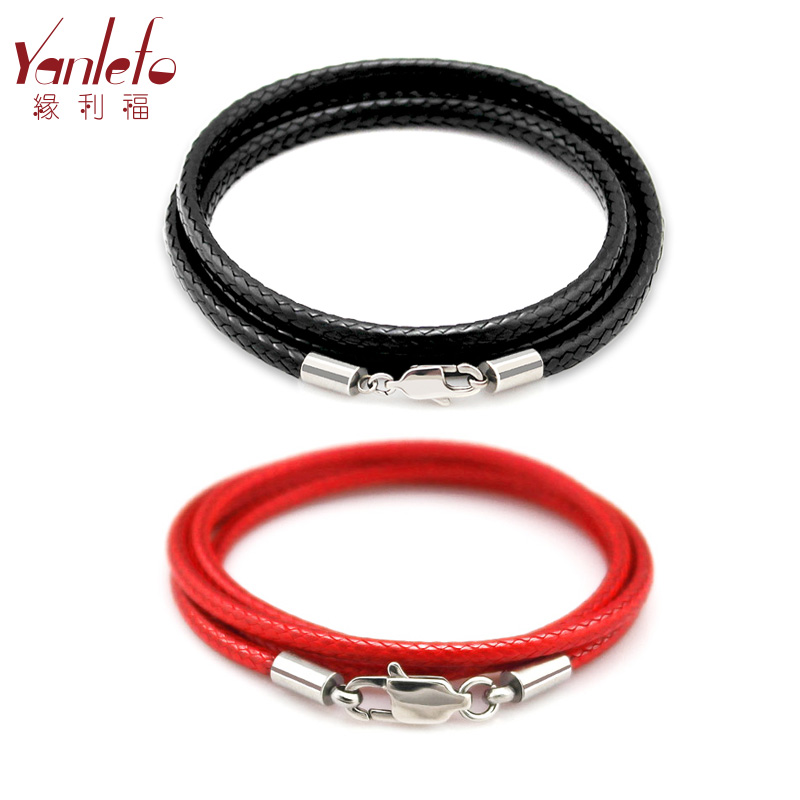 Edge Lifu Necklace Rope Pendant Pendant Rope Pendant Rope Gold Hanging Rope Wax Leather Rope Crystal Jade Peu Men and women Black Red Rope