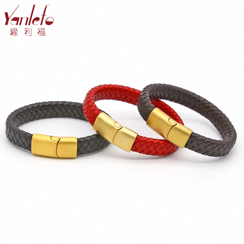 Yuanlifu hand-woven string 3D hard gold hand rope personality male leather hand rope couple hand rope simple men and women thick hand rope