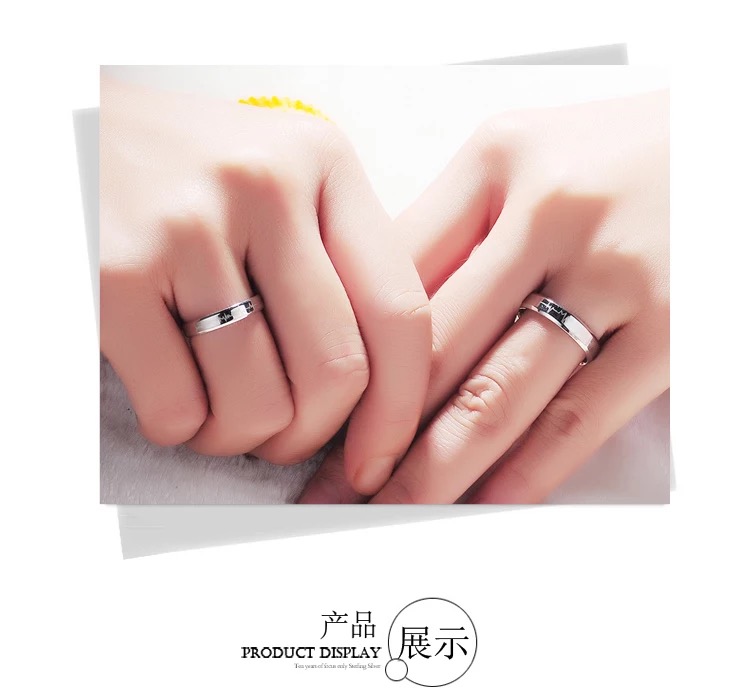 Cặp vợ chồng cảm động nhẫn nữ 925 sterling bạc cặp sinh viên nam nhẫn một miệng sống đóng cửa món quà sinh nhật đơn giản nhẫn doji