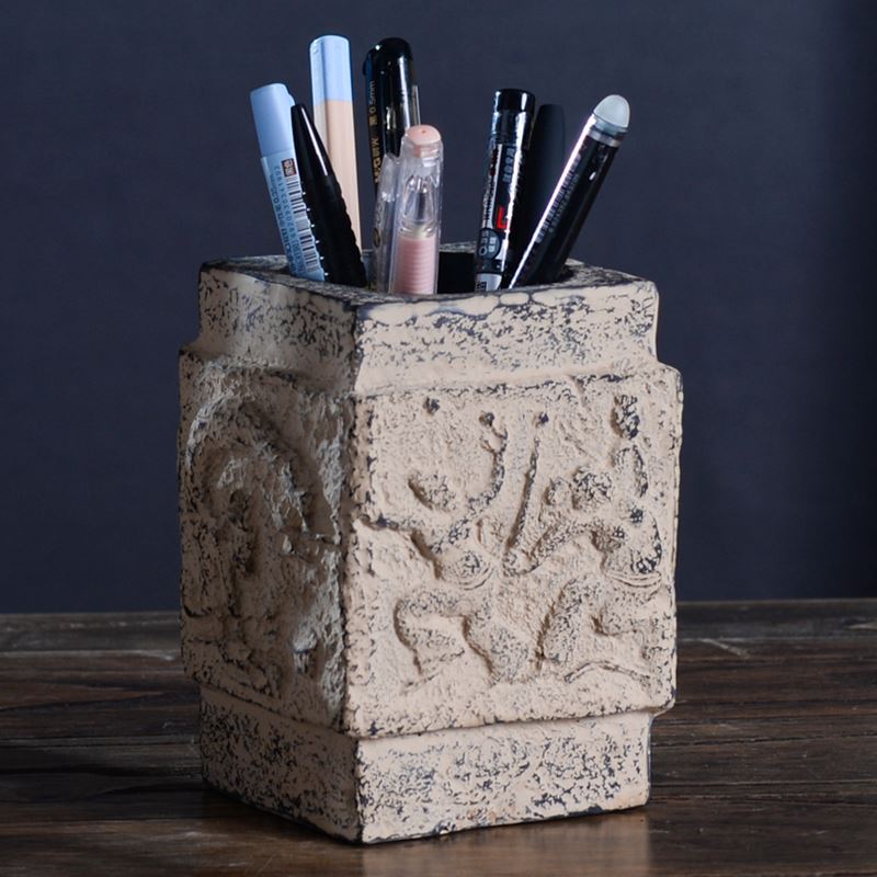 Desk Pen Holder Teacher's Section Gift Idea Front Desk Chinese Imitation Antique Craft Pen box office supplies pen holder-Taobao