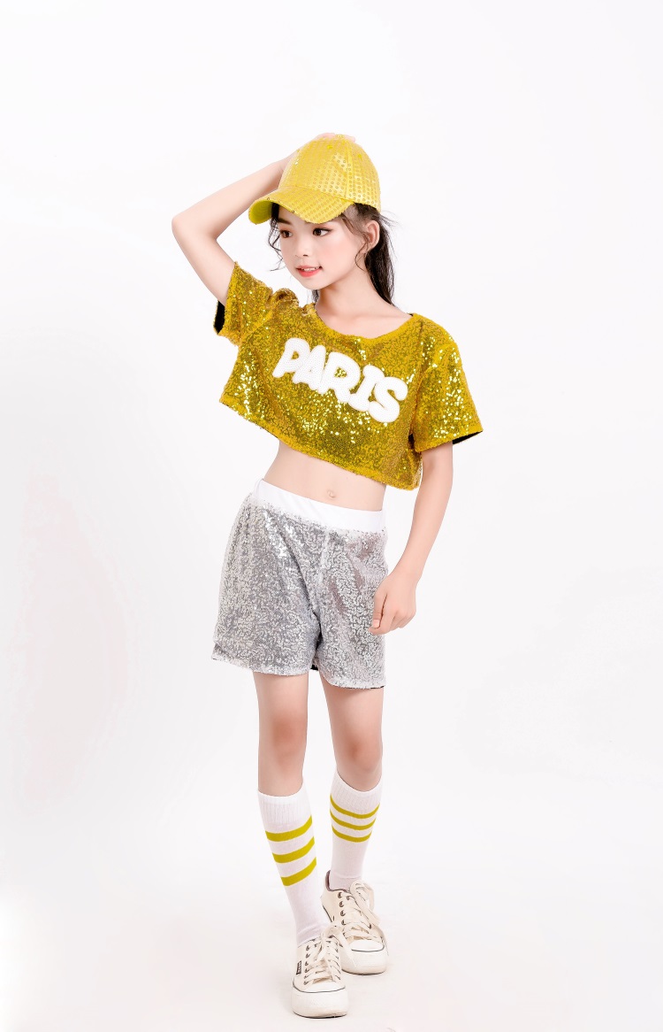 Trẻ em cổ vũ, hip hop, biểu diễn nhảy jazz, học sinh rốn, nhảy đường phố, trang phục sequin, bộ đồ khiêu vũ cho bé gái trang phục dân tộc cho bé
