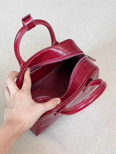 Красная демисезонная бостонская сумка, кожаная барсетка, сумка на одно плечо, Южная Корея, воловья кожа