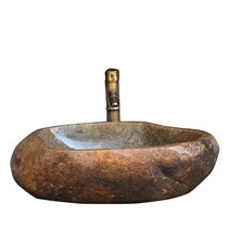 Outdoor Sink Small Family Type Art Washbasin Outdoor Patio Natural Stone Retro Washbasin Pool Cobblestones