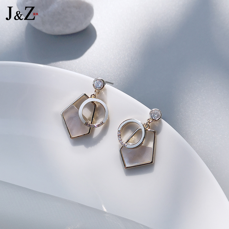 Natural mother-of-pearl inlaid high-end earrings 2021 new trendy earrings female personality temperament sterling silver earrings earrings