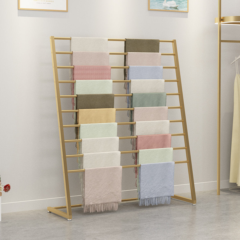 Hanging clothes fabric sample cloth exhibition will be made with frame minimalist cloth ground sample frame scarf silk towels cloth show rack gold