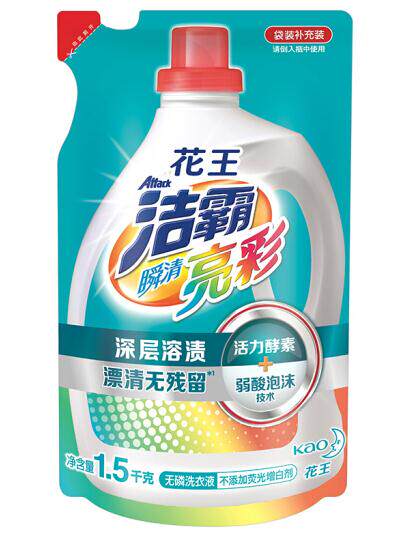 Flowers Wang Jiao (ATTACK) fleeting bright color no phosphorus laundry liquid supplement containing 1 5kgX6 bag-Taobao