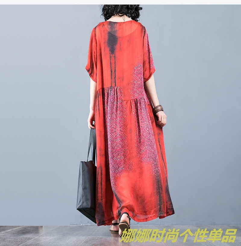 Jin Zhaocheng 2019 dài của phụ nữ dài bất thường swing lụa in đầm khí chất váy dài dây đeo hai mảnh - Sản phẩm HOT váy xòe