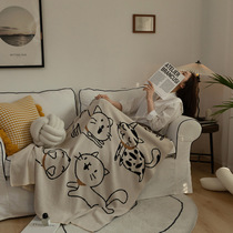Nordic simple ins style blanket cartoon print blanket bedside blanket bed sofa blanket bedside towel blanket