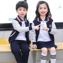 Kindergarten garden clothes Autumn and winter clothes Childrens spring and autumn class clothes Sportswear pure cotton British style primary school school uniform suit
