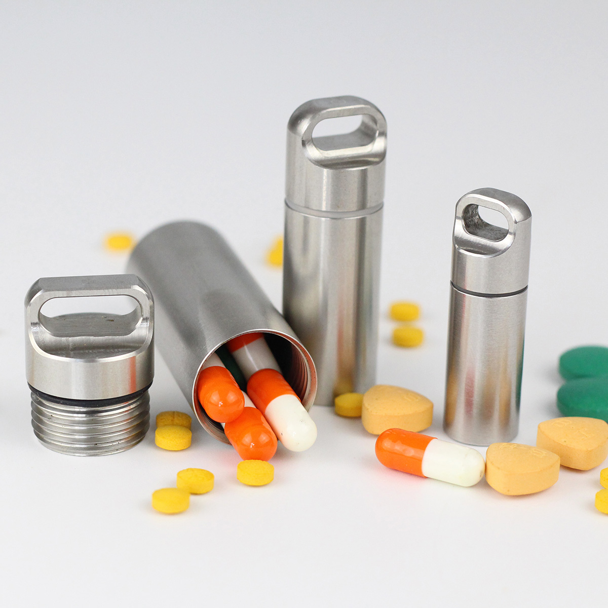 Stainless steel small medicine box mini portable medicine box waterproof moisture-proof first aid medicine portable pill tablet 304