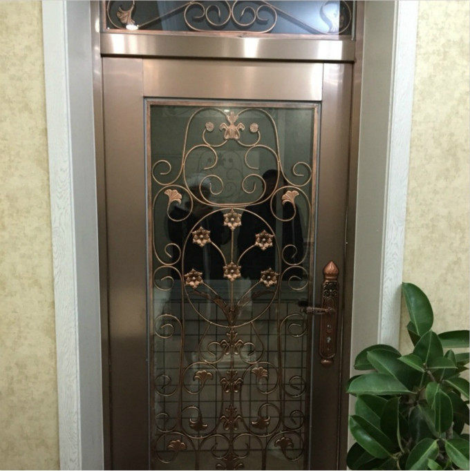 Stainless steel 304 door-to-door primary-secondary glass double-switch villa Roman column gate imitation bronze burglar-proof splicing apartment door