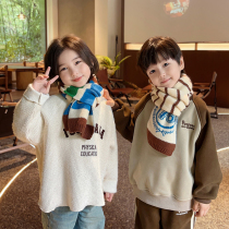 Childrens American scarf autumn and winter boys and girls warm knitted cross scarf windproof Korean baby thickened neck cover