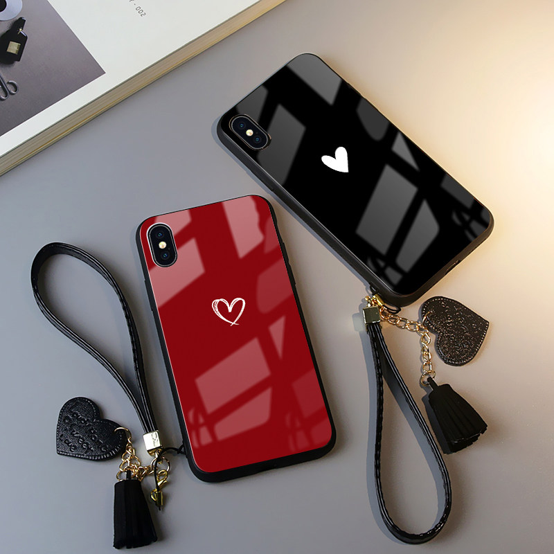 Apple x mobile phone Protective case love iphone 11 pro glass mirror 7plus personality iPhone7 female 8plus couples tide 6S all-inclusive xs max