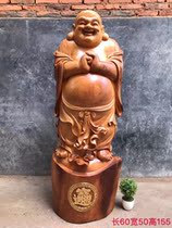 Large Millwood Wooden Sculptures Large Belly of Leverover Happy Laughs Buddhas Entrance Treasure of the Artisanal Engraving of the Opening Ceremony