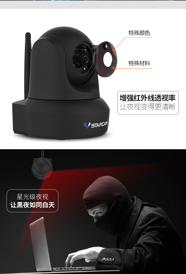 IP-камера vstarcam威视达康网络360度全景无线家用远程高清夜视监控摄像头