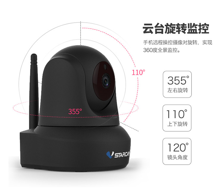 IP-камера vstarcam威视达康网络360度全景无线家用远程高清夜视监控摄像头