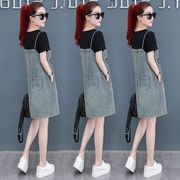 Thời trang lưới đỏ người đàn ông nhỏ bé mặc váy denim của phụ nữ 2019 mùa hè Váy mới mùa hè của phụ nữ - Váy eo cao