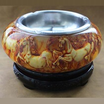 Large crystal ashtray household living room office creative personality stainless steel tank advanced atmosphere grade