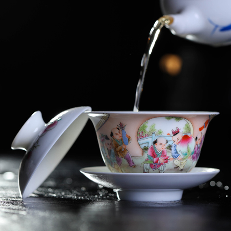 Offered home - cooked ceramic kung fu tea bowls in jingdezhen porcelain tea tureen only three cups of hand - made home three mercifully tea cups