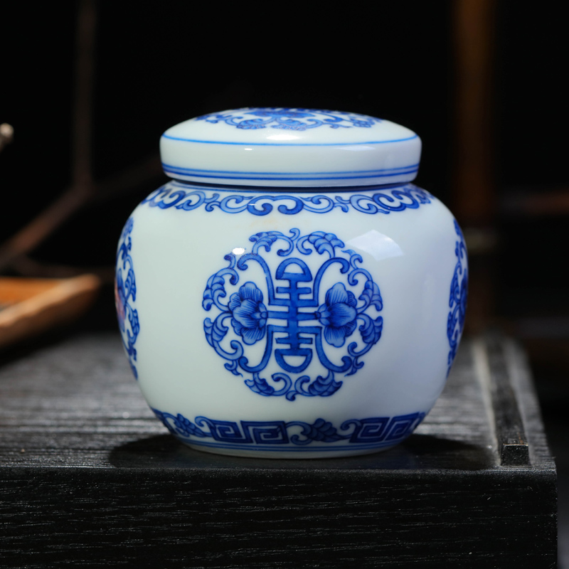 Offered home - cooked hand - made of blue and white porcelain in jingdezhen porcelain tea caddy fixings tea storehouse storage jar checking ceramic tea set
