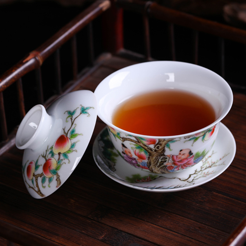 Offered home - cooked ceramic kung fu tea bowls in jingdezhen porcelain tea tureen only three cups of hand - made home three mercifully tea cups