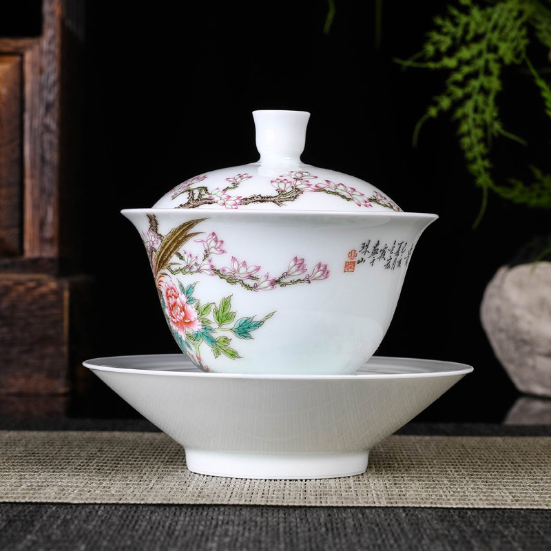 Offered home - cooked hand - made famille rose porcelain in only three tureen tea tea ware jingdezhen ceramics tea, pure hand to use