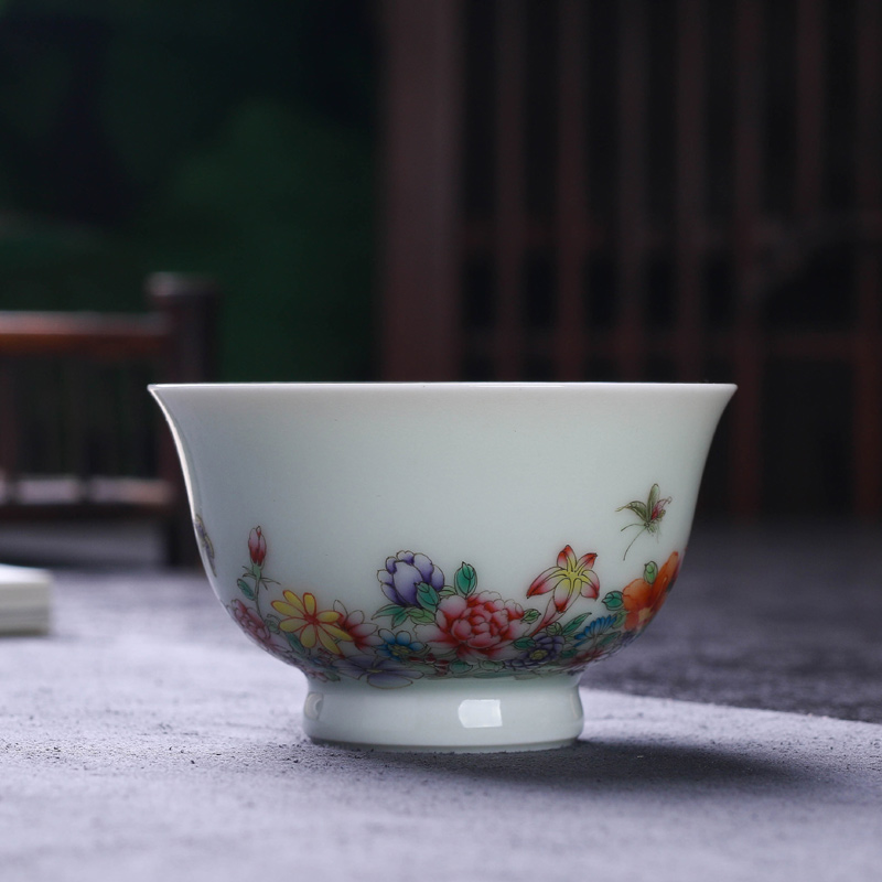 Offered home - cooked maintain fire ceramic tea cup in hand colored enamel bowl handless small jingdezhen porcelain sample tea cup