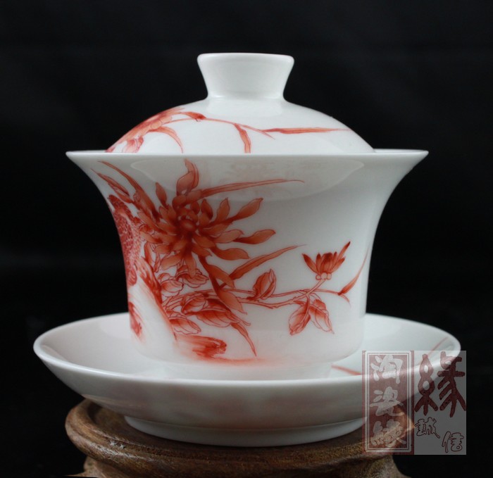 Offered home - cooked hand archaize of famille rose porcelain in jingdezhen tea tureen "live" pu - erh tea gifts