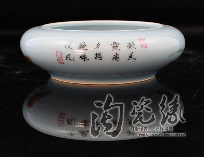 Offered home - cooked in jingdezhen porcelain stationery "four furnishing articles writing brush washer hand - made pastel colored glaze ceramic tea wash water jar gift