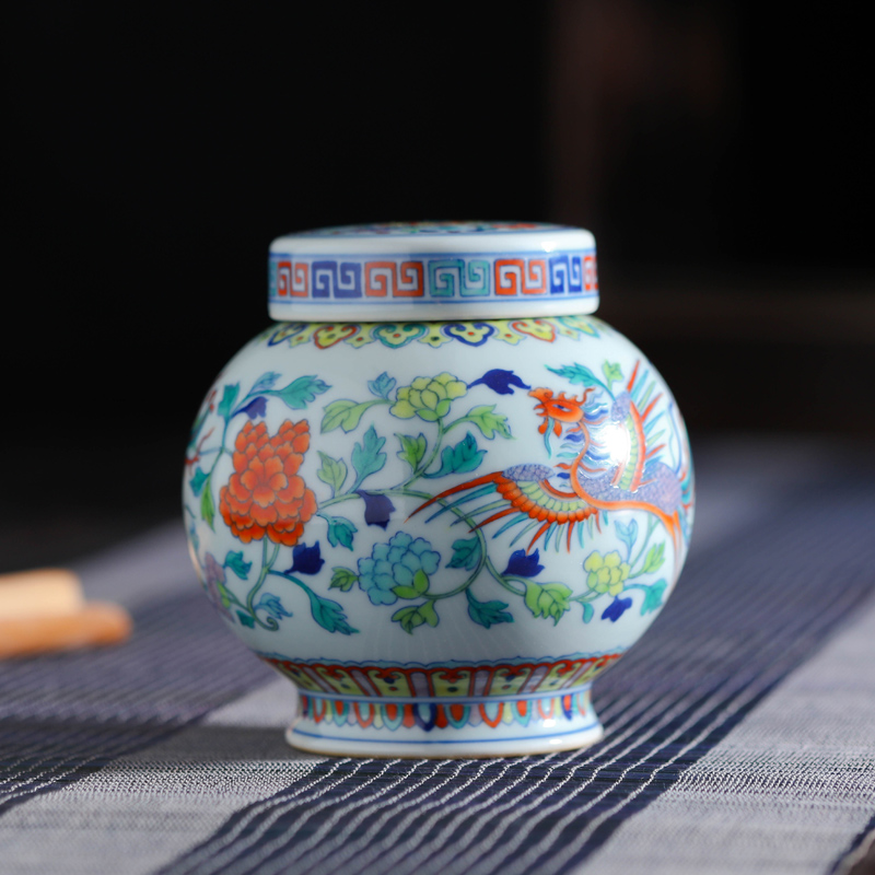 Offered home - cooked in jingdezhen porcelain tea set manually is blue and white color bucket tea caddy fixings hand - made ceramic tea storage tank