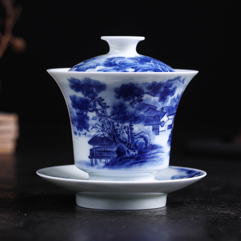 Offered home - cooked in ceramic only three tureen maintain porcelain tea set hand - made teacup jingdezhen blue and white porcelain is checking out the tea