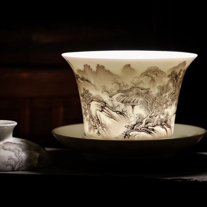 Offered home - cooked tureen in only three glass ceramic checking famille rose bowl jingdezhen domestic large tea tea bowl