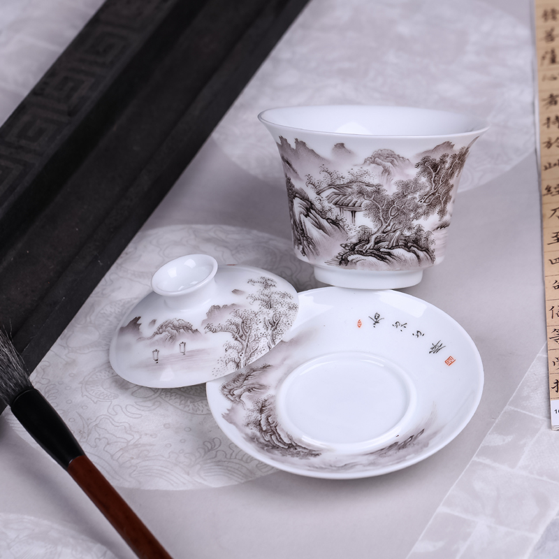 Offered home - cooked tureen in only three glass ceramic checking famille rose bowl jingdezhen domestic large tea tea bowl