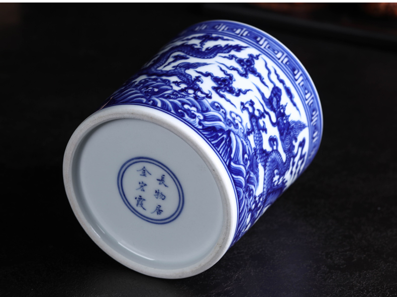 Offered home - cooked hand blue and white porcelain in jingdezhen porcelain stationery pen container four checking ceramic furnishing articles household act the role ofing is tasted