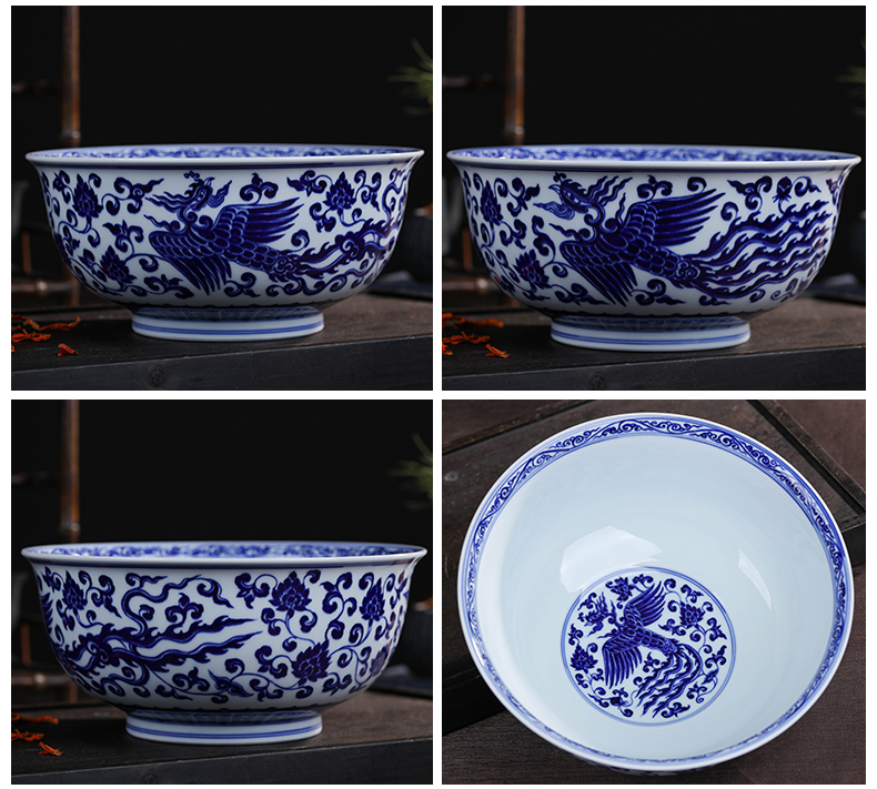 Offered home - cooked in jingdezhen blue and white porcelain bowls hand - made porcelain decoration checking ceramic bowl large bowl furnishing articles 10 inch rainbow such use