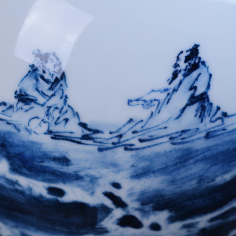 Jingdezhen porcelain furnishings offered home - cooked Tang Shengyao hand - made in blue and white porcelain vase furnishing articles checking ceramic art collection
