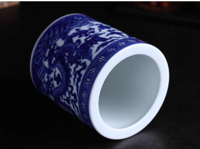 Offered home - cooked hand blue and white porcelain in jingdezhen porcelain stationery pen container four checking ceramic furnishing articles household act the role ofing is tasted