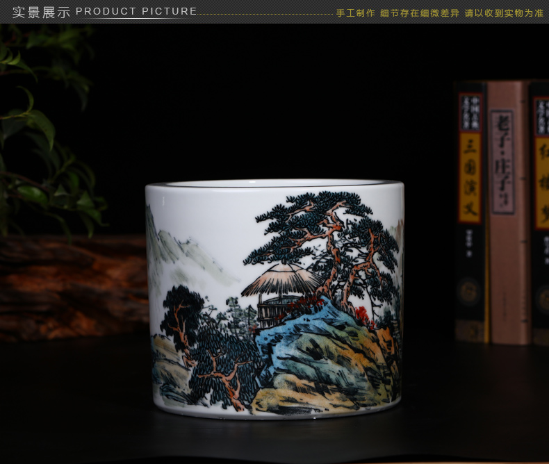 Offered home - cooked in jingdezhen porcelain stationery pen container YuJinChang checking ceramic four furnishing articles hand - made five bride price collection
