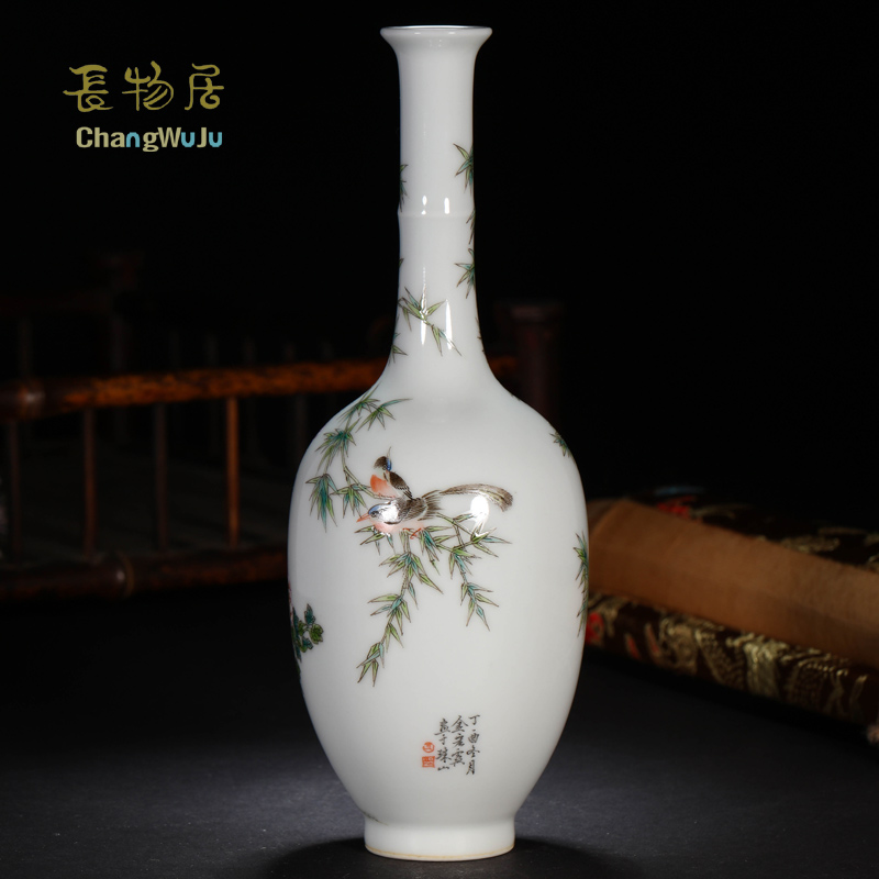 Offered home - cooked checking porcelain in jingdezhen ceramic vase furnishing articles hand - made colored enamel household adornment art