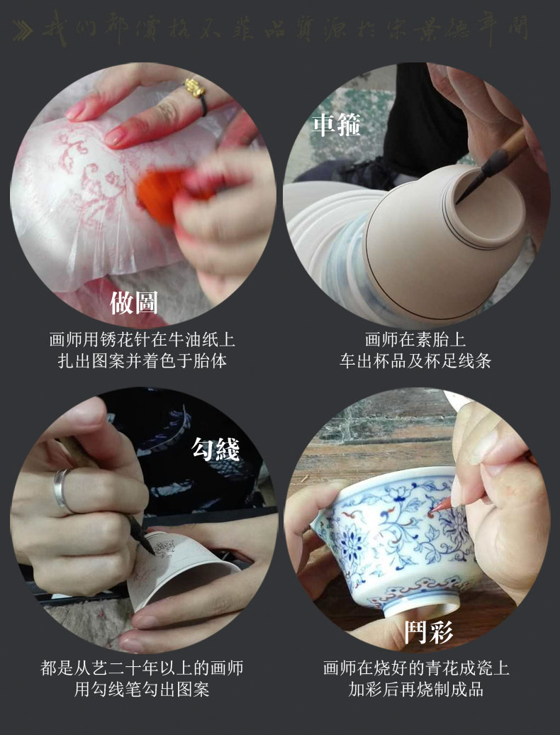 Offered home - cooked hand blue and white porcelain in jingdezhen porcelain tea cups hat sample tea cup bucket color ceramic bowl with tea