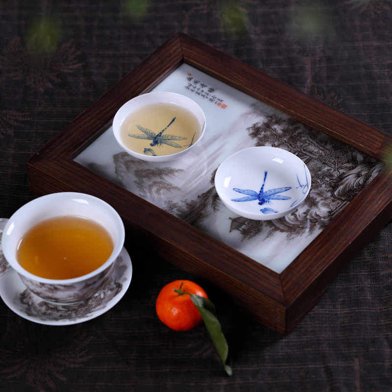 Offered home - cooked in jingdezhen porcelain saucer Jin Hongxia checking ceramic tea place small tea accessories hand - made porcelain plate