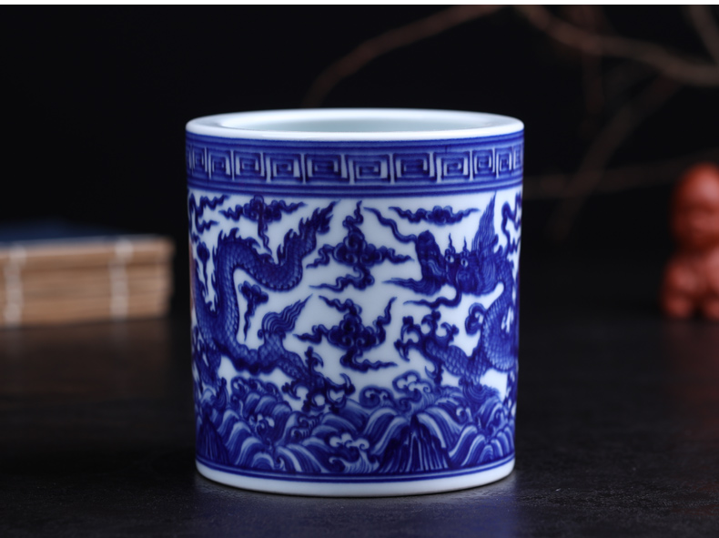Offered home - cooked hand blue and white porcelain in jingdezhen porcelain stationery pen container four checking ceramic furnishing articles household act the role ofing is tasted