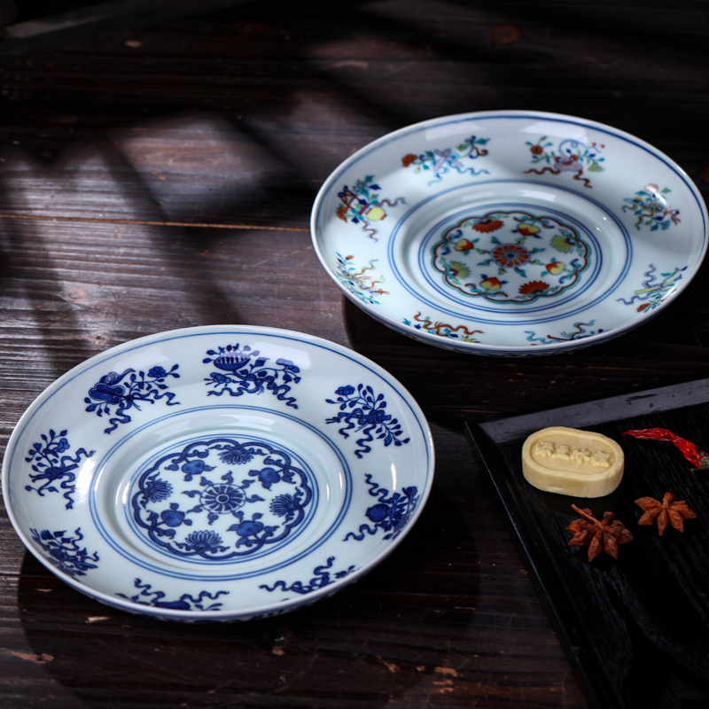 Offered home - cooked you fight exotic porcelain in jingdezhen blue and white hang dish hand - made tableware fruit plate manual dish plate count