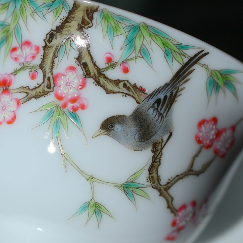 Jingdezhen porcelain tea tureen bowl three only three to use of hand - made glass ceramic famille rose tea cups pure manual