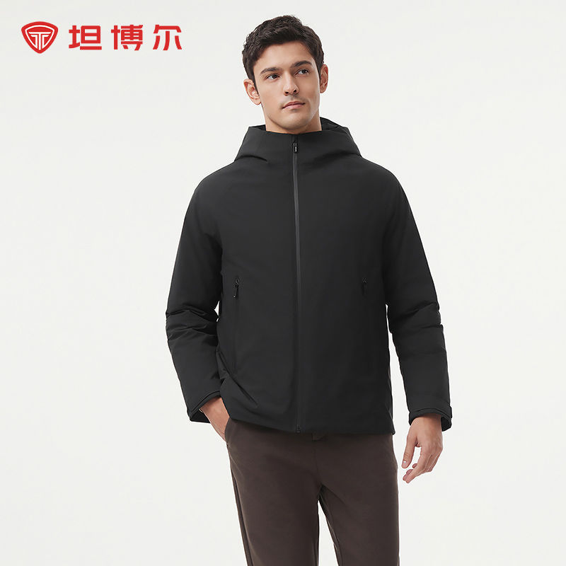 [Thickened Goose down] Tanbor 26 Spring New Men's down Jacket with Stand Collar and Hood, Business Style Casual Coat
